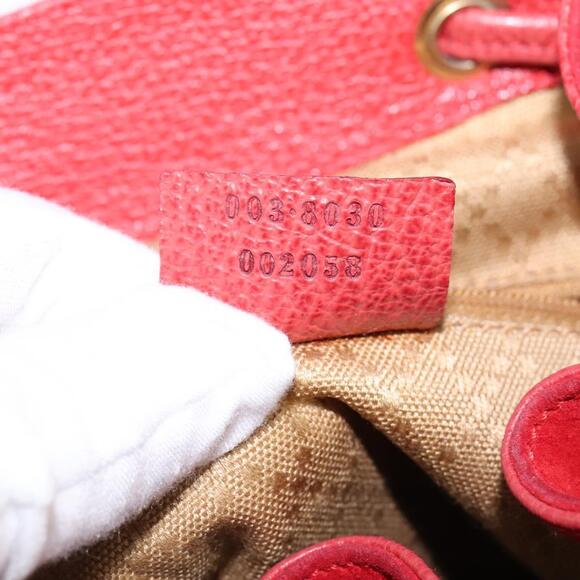 GUCCI Bamboo Backpack Suede Leather Red Gold 003 8030 Auth gh770 main image 6